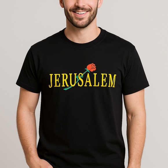 Vintage Jerusalem Rose Graphic Tee XXL – Made in Jerusalem - Picture 1 of 7